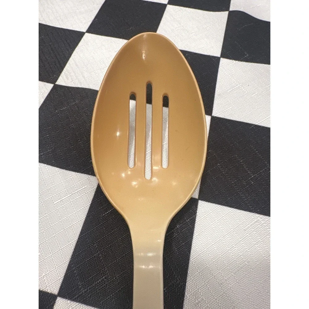 Ekco USA Slotted Spoon Utensil Beige Kitchen Cooking Serving Utensil VTG